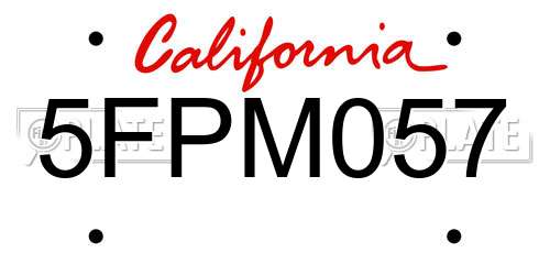 5FPM057 California License Plate