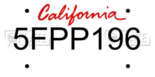 5FPP196 California License Plate