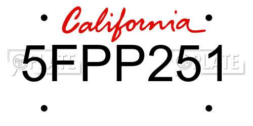 5FPP251 California License Plate