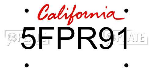 5FPR91 California License Plate