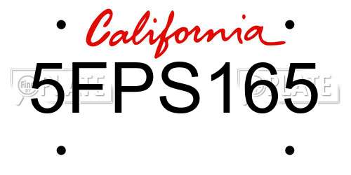 5FPS165 California License Plate