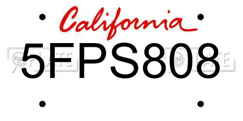 5FPS808 California License Plate