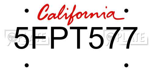 5FPT577 California License Plate
