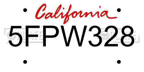 5FPW328 California License Plate