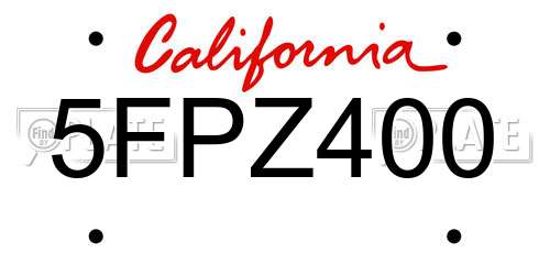 5FPZ400 California License Plate