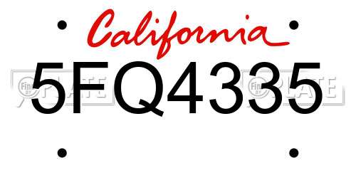 5FQ4335 California License Plate