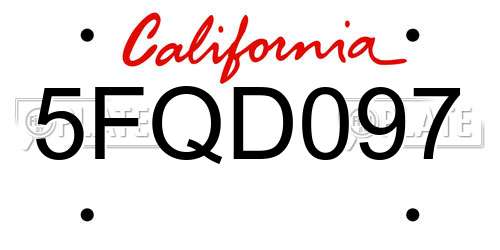 5FQD097 California License Plate