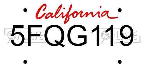 5FQG119 California License Plate