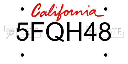 5FQH48 California License Plate