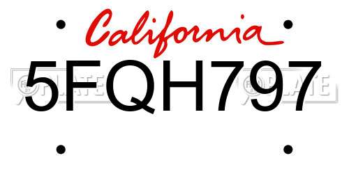 5FQH797 California License Plate