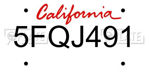 5FQJ491 California License Plate