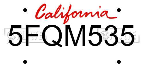 5FQM535 California License Plate