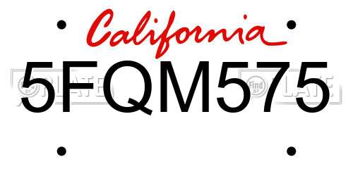 5FQM575 California License Plate