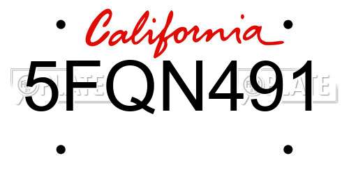5FQN491 California License Plate