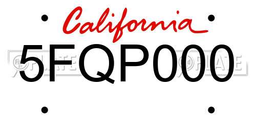 5FQP000 California License Plate