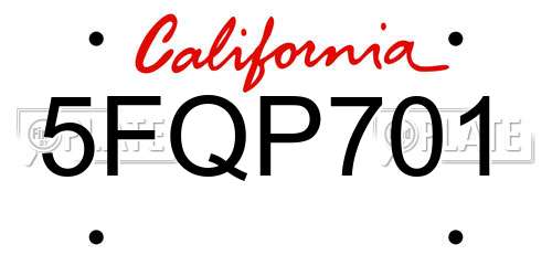 5FQP701 California License Plate
