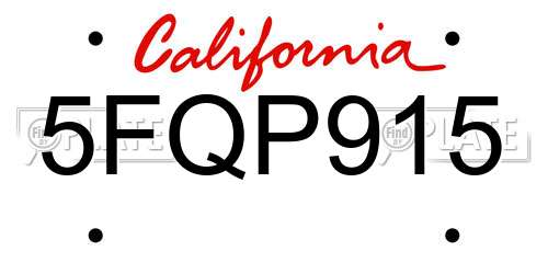 5FQP915 California License Plate