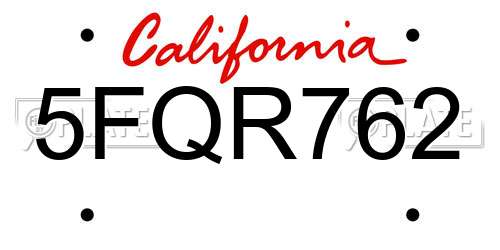 5FQR762 California License Plate