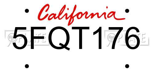 5FQT176 California License Plate