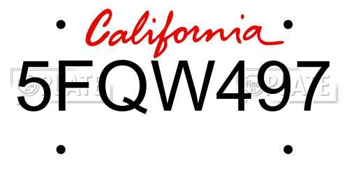 5FQW497 California License Plate