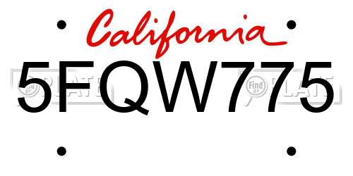 5FQW775 California License Plate