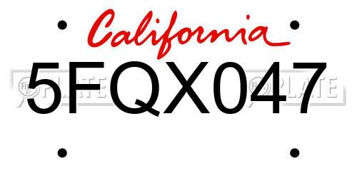 5FQX047 California License Plate