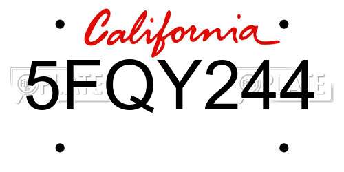 5FQY244 California License Plate