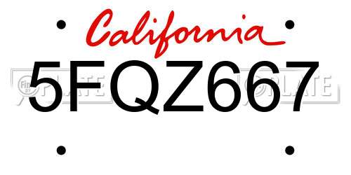 5FQZ667 California License Plate