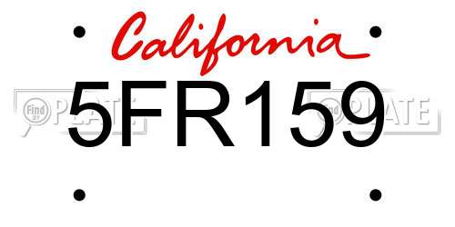 5FR159 California License Plate