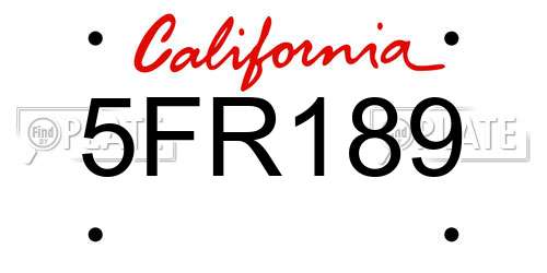 5FR189 California License Plate