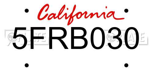 5FRB030 California License Plate
