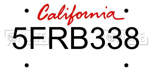 5FRB338 California License Plate