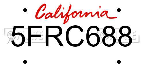 5FRC688 California License Plate
