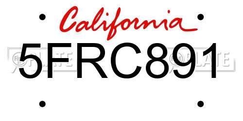 5FRC891 California License Plate