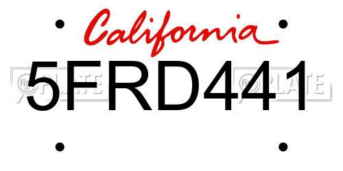 5FRD441 California License Plate