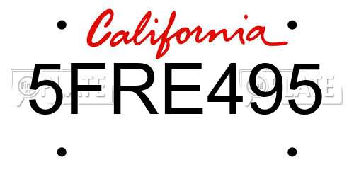 5FRE495 California License Plate