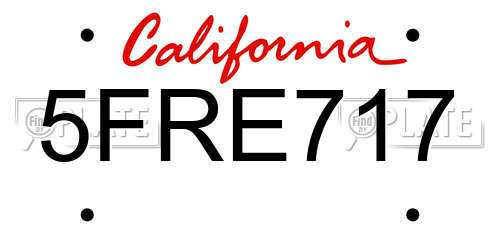 5FRE717 California License Plate