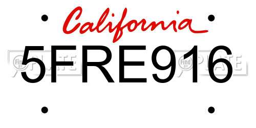 5FRE916 California License Plate