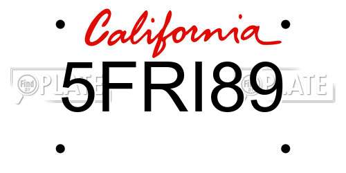 5FRI89 California License Plate