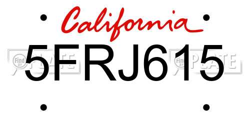 5FRJ615 California License Plate