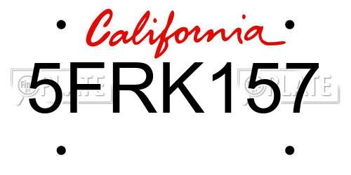 5FRK157 California License Plate