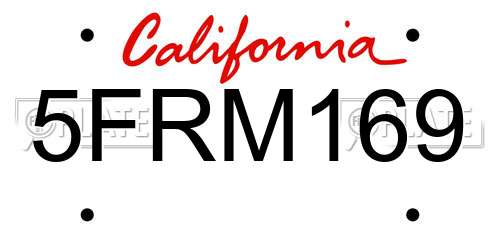 5FRM169 California License Plate