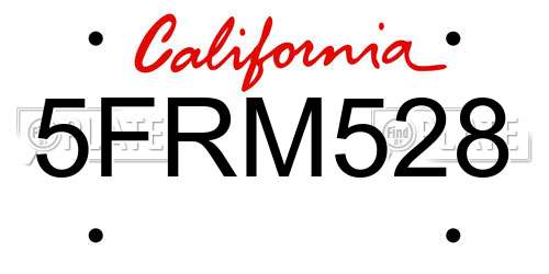 5FRM528 California License Plate