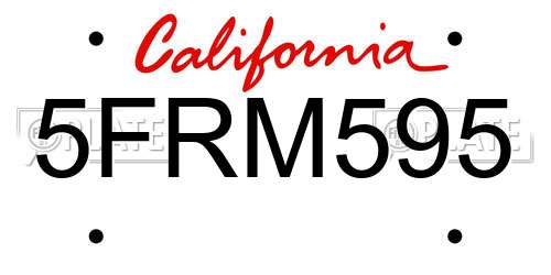 5FRM595 California License Plate