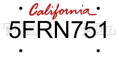 5FRN751 California License Plate