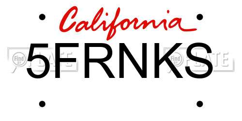 5FRNKS California License Plate
