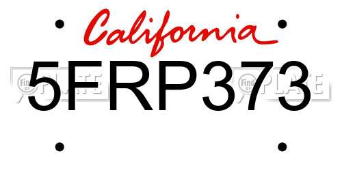 5FRP373 California License Plate