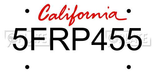 5FRP455 California License Plate