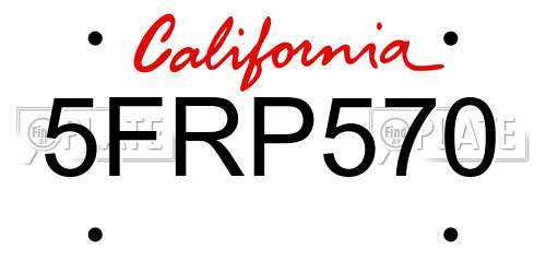 5FRP570 California License Plate