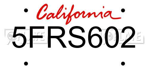 5FRS602 California License Plate